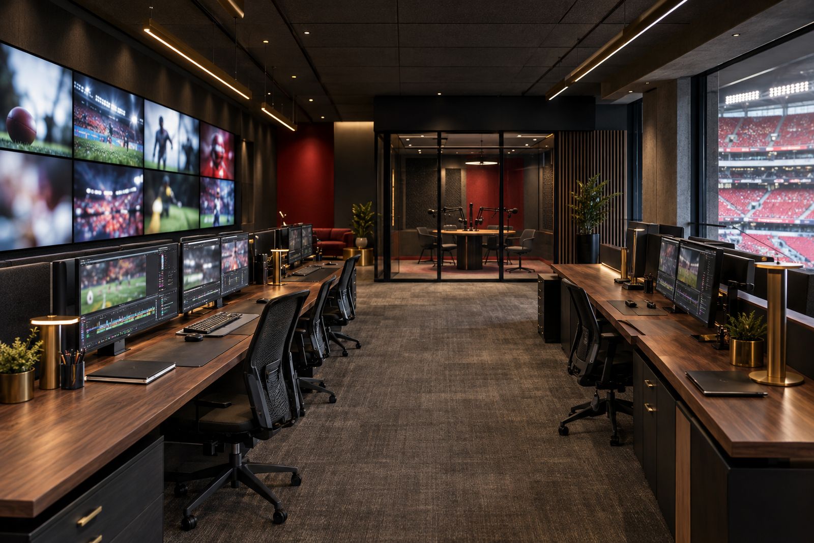 Concept rendering of a sports team content newsroom